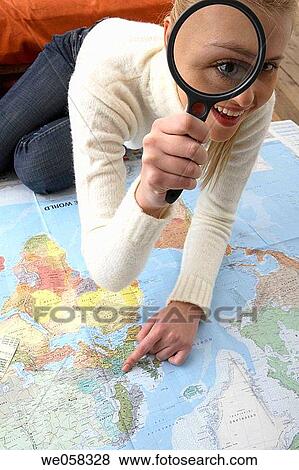 Stock Photo - at-home, blond, amusing. Fotosearch