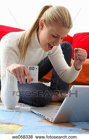 at-home, blond, barefoot, Bank card, achievement View Large Photo Image Stock Photo - at-home, blond, barefoot, Bank card, achievement. Fotosearch