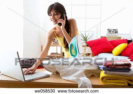 at-home, businesspeople, business, brunette, appliance View Large Photo Image Stock Image - at-home, businesspeople, business, brunette, appliance. Fotosearch