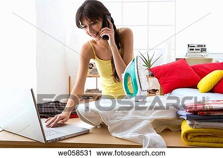 at-home, businesspeople, business, brunette, appliance View Large Photo Image Stock Image - at-home, businesspeople, business, brunette, appliance. Fotosearch