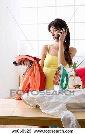 at-home, calling, brunette, appliance View Large Photo Image Stock Image - at-home, calling, brunette, appliance. Fotosearch