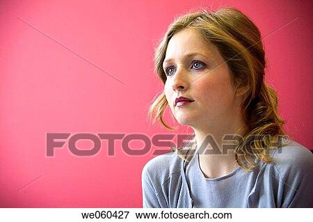 Stock Photo - attentive, business, blue eyes, blond, attention. Fotosearch
