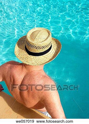Stock Photo - back view, bathe, bathing, border. Fotosearch