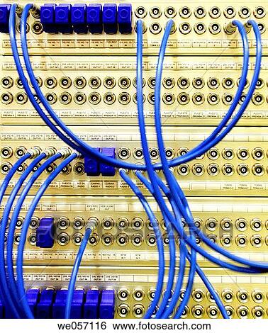 Stock Photograph - background, blue, cable, Close-up, communicate. Fotosearch