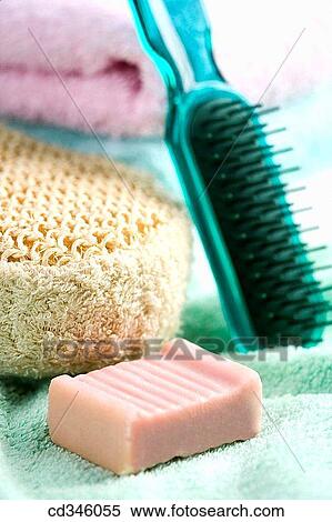 Stock Photography - Bar of soap, Bars of soap, bathroom, beauty, Beauty Care, brush. Fotosearch