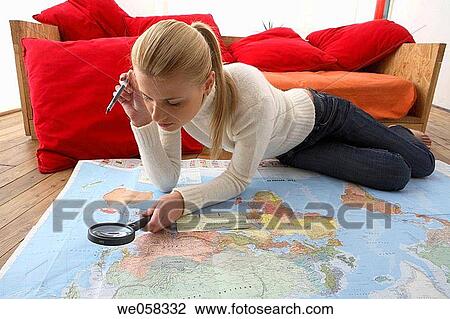 Stock Image - barefoot, blond, at-home. Fotosearch