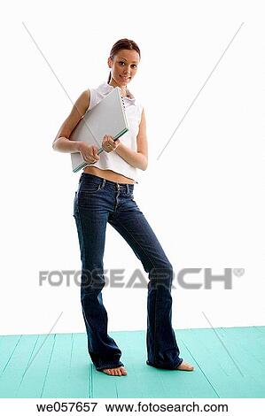 barefoot, brunette, carry, carrying View Large Photo Image Stock Photo - barefoot, brunette, carry, carrying. Fotosearch