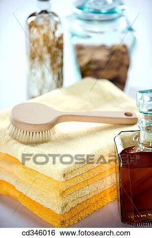 Stock Photograph - bathroom, beauty, Beauty Care, Body care, bottle, brush. Fotosearch