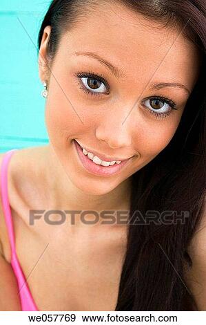 beauty, Brown eye, brunette, Close-up View Large Photo Image Stock Photo - beauty, Brown eye, brunette, Close-up. Fotosearch