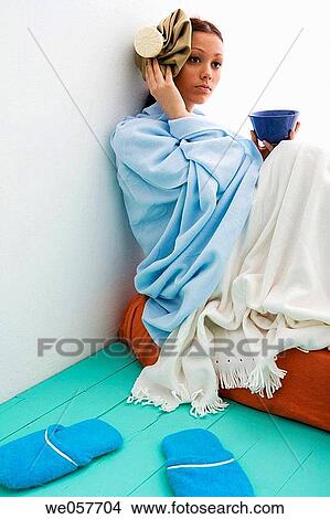 blanket, brunette, cold, coldness View Large Photo Image Picture - blanket, brunette, cold, coldness. Fotosearch