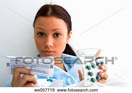 Stock Photo - blister-pack, brunette, dark hair. Fotosearch