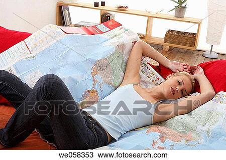 blond, carefree, calm, at-home View Large Photo Image Stock Image - blond, carefree, calm, at-home. Fotosearch