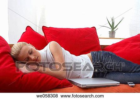 blond, chilling out, at-home View Large Photo Image Stock Photo - blond, chilling out, at-home. Fotosearch