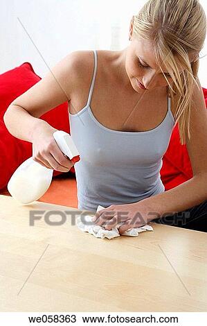 blond, cleaning, clean, at-home View Large Photo Image Stock Image - blond, cleaning, clean, at-home. Fotosearch