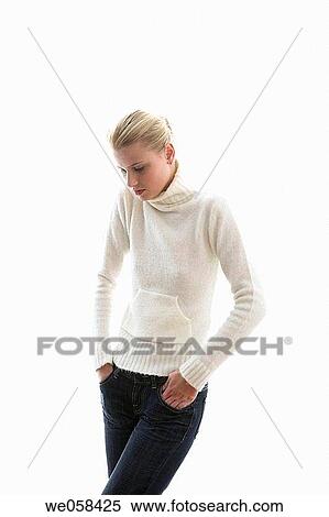 Stock Photography - blond, clipping path, absorbed. Fotosearch