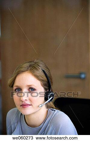 Stock Image - blue eyes, business, businesspeople, businesswoman. Fotosearch