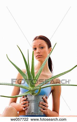 Body care, brunette, aloe vera View Large Photo Image Stock Image - Body care, brunette, aloe vera. Fotosearch