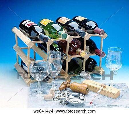 Bottle rack and sommelier's tools View Large Photo Image Picture - Bottle rack and sommelier's tools. Fotosearch