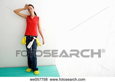 Stock Photo - break, break-time, brunette, clean. Fotosearch