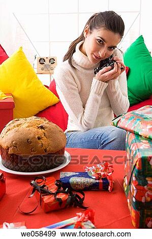 brunette, celebrate, at-home View Large Photo Image Stock Photo - brunette, celebrate, at-home. Fotosearch