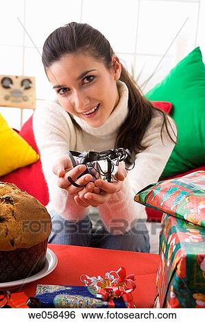 brunette, celebrate, at-home View Large Photo Image Stock Photograph - brunette, celebrate, at-home. Fotosearch