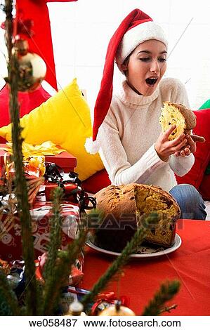 brunette, celebration, celebrate, at-home View Large Photo Image Stock Photo - brunette, celebration, celebrate, at-home. Fotosearch