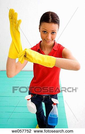 brunette, clean, cleaning, Cleaning product View Large Photo Image Stock Image - brunette, clean, cleaning, Cleaning product. Fotosearch