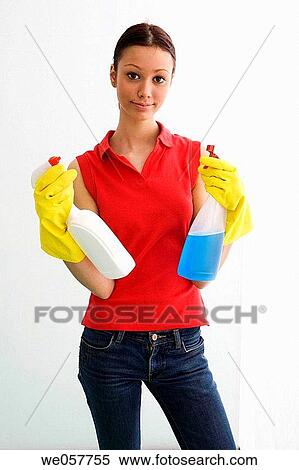 brunette, clean, cleaning, Cleaning product View Large Photo Image Stock Photography - brunette, clean, cleaning, Cleaning product. Fotosearch