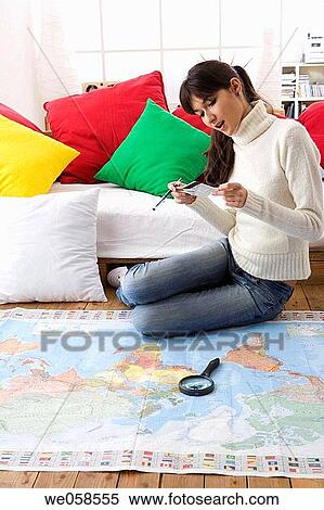 brunette, contemporary, at-home View Large Photo Image Stock Photography - brunette, contemporary, at-home. Fotosearch