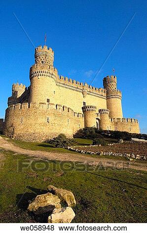 Castle of the Mendoza, Manzanares el Real. Madrid, Spain View Large Photo Image Stock Photo - Castle of the Mendoza, Manzanares el Real. Madrid, Spain. Fotosearch