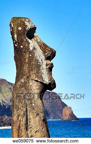 Chile, Easter Island, Rapa Nui, solitary moai statue at Ahu Tongariki View Large Photo Image Stock Photography - Chile, Easter Island, Rapa Nui, solitary moai statue at Ahu Tongariki. Fotosearch