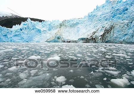 Stock Photo - Chile, Patagonia. Tierra del Fuego, Darwin National Park, Garibaldi Glacier.. Fotosearch