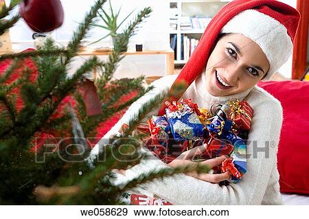 Christmas, Christmas tree, at-home View Large Photo Image Stock Photo - Christmas, Christmas tree, at-home. Fotosearch