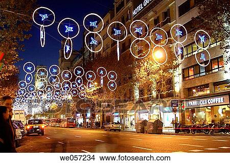 Christmas lights, Barcelona. Catalonia, Spain View Large Photo Image Picture - Christmas lights, Barcelona. Catalonia, Spain. Fotosearch