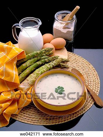 Cream of asparagus soup View Large Photo Image Stock Image - Cream of asparagus soup. Fotosearch