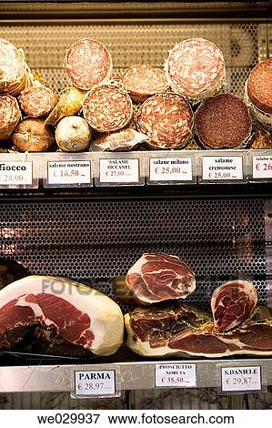 Stock Photo - Deli meats. Venice, Italy. Fotosearch
