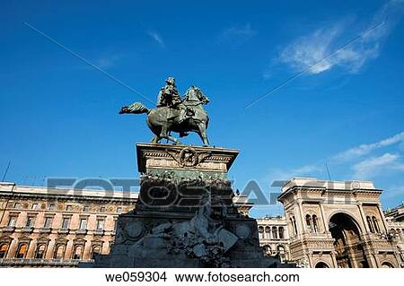Equestrian monument, Milan. Lombardy, Italy View Large Photo Image Picture - Equestrian monument, Milan. Lombardy, Italy. Fotosearch