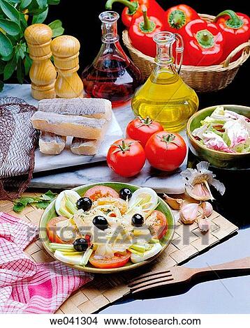 ? Esqueixada? (salted cod salad with tomato and onion), Catalan cuisine View Large Photo Image Picture - ? Esqueixada? (salted cod salad with tomato and onion), Catalan cuisine. Fotosearch
