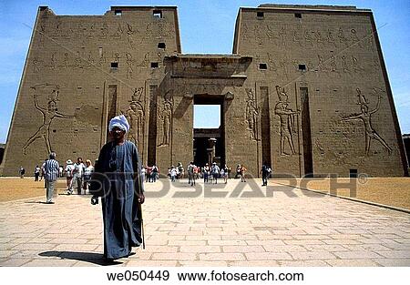 First pylon at the temple of Horus in Edfu. Egypt View Large Photo Image Stock Photo - First pylon at the temple of Horus in Edfu. Egypt. Fotosearch