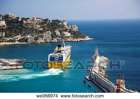 France. Cote D? Azur. Nice. Ferry leaving Nice to Corsica. View Large Photo Image Picture - France. Cote D? Azur. Nice. Ferry leaving Nice to Corsica.. Fotosearch