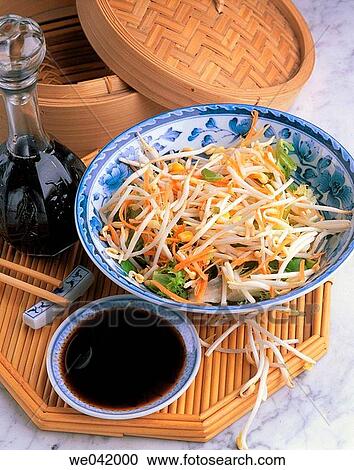 Germinated soy salad View Large Photo Image Stock Image - Germinated soy salad. Fotosearch