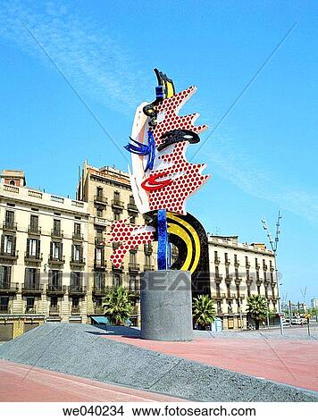 ? Head? by Roy Lichtenstein (1992) at Moll de la Fusta, Barcelona. Catalonia, Spain View Large Photo Image Picture - ? Head? by Roy Lichtenstein (1992) at Moll de la Fusta, Barcelona. Catalonia, Spain. Fotosearch