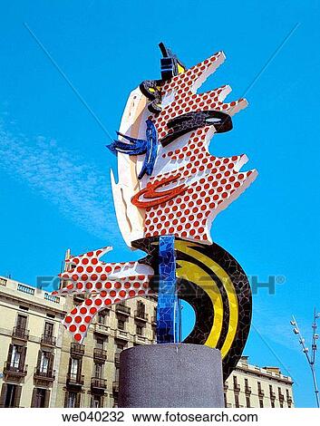 ? Head? by Roy Lichtenstein (1992) at Moll de la Fusta, Barcelona. Catalonia, Spain View Large Photo Image Stock Image - ? Head? by Roy Lichtenstein (1992) at Moll de la Fusta, Barcelona. Catalonia, Spain. Fotosearch