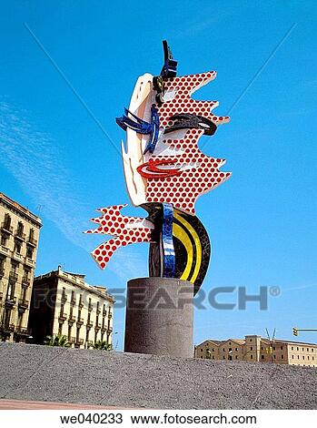 ? Head? by Roy Lichtenstein (1992) at Moll de la Fusta, Barcelona. Catalonia, Spain View Large Photo Image Stock Image - ? Head? by Roy Lichtenstein (1992) at Moll de la Fusta, Barcelona. Catalonia, Spain. Fotosearch