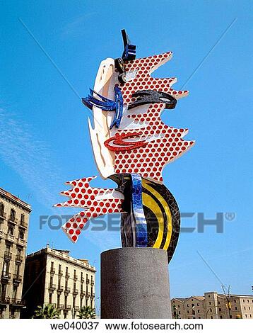 ? Head? by Roy Lichtenstein (1992) at Moll de la Fusta, Barcelona. Catalonia, Spain View Large Photo Image Stock Photo - ? Head? by Roy Lichtenstein (1992) at Moll de la Fusta, Barcelona. Catalonia, Spain. Fotosearch