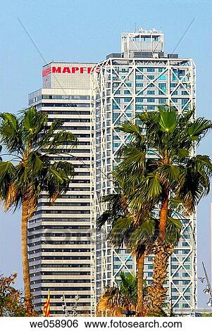 Hotel Arts and Mapfre Tower at Olympic Village, Barcelona. Catalonia, Spain View Large Photo Image Stock Photograph - Hotel Arts and Mapfre Tower at Olympic Village, Barcelona. Catalonia, Spain. Fotosearch