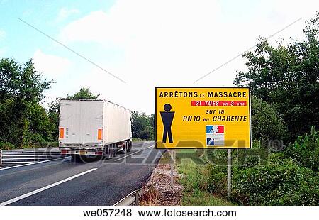 Information road sign about accident victims. France View Large Photo Image Stock Photo - Information road sign about accident victims. France. Fotosearch