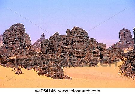 Landscape of rocks, Tassili n? Ajjer area, Sahara desert. Algeria View Large Photo Image Stock Photograph - Landscape of rocks, Tassili n? Ajjer area, Sahara desert. Algeria. Fotosearch