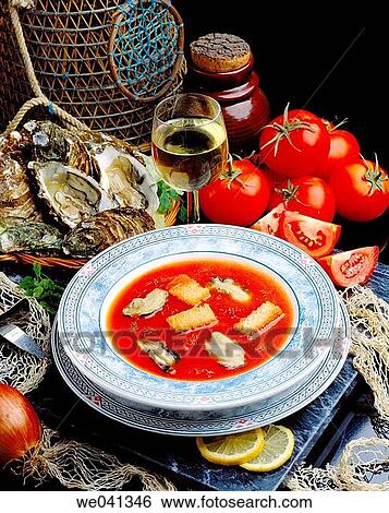 Lisbon style oysters soup View Large Photo Image Stock Photograph - Lisbon style oysters soup. Fotosearch