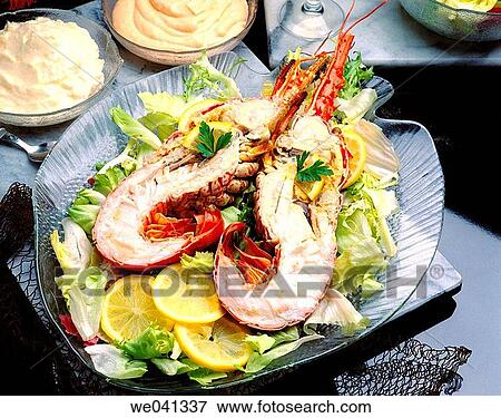 Lobster with two sauces View Large Photo Image Stock Photo - Lobster with two sauces. Fotosearch